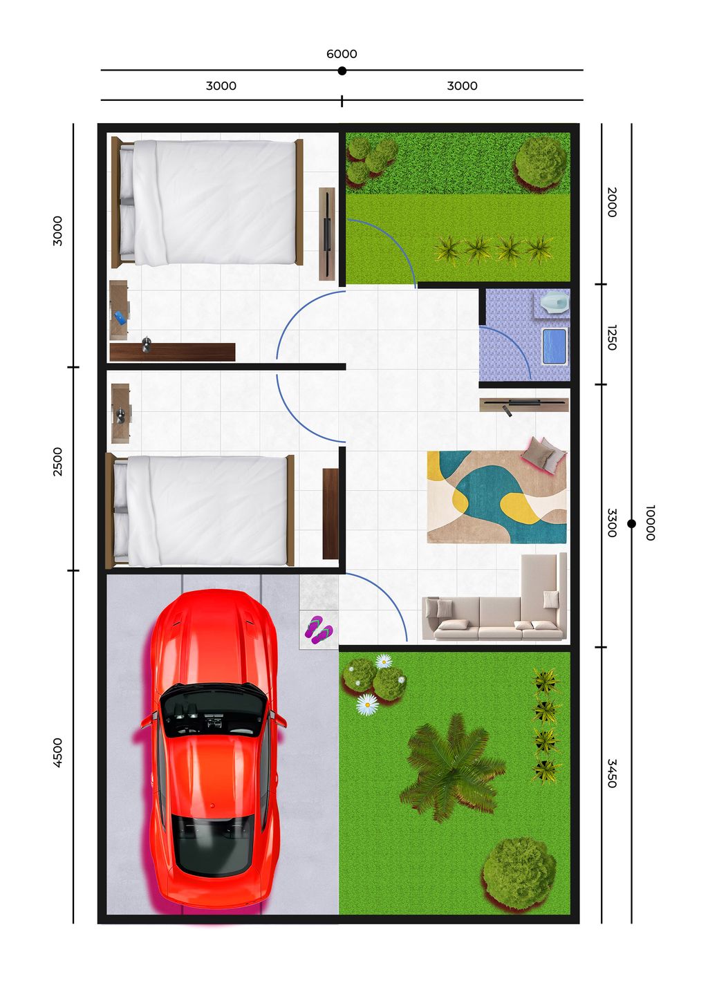 foto denah rumah tipe 30/60 perumahan Tersana Village