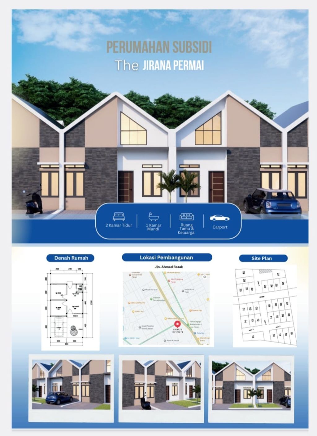 foto tampak rumah tipe 36 perumahan THE JIRANA PERMAI 2