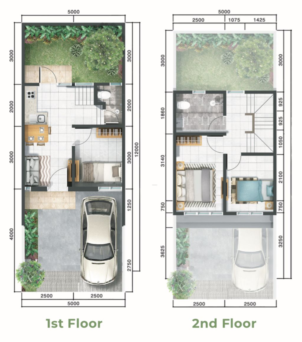 foto denah rumah tipe MIKA 68 perumahan KILA HILLS
