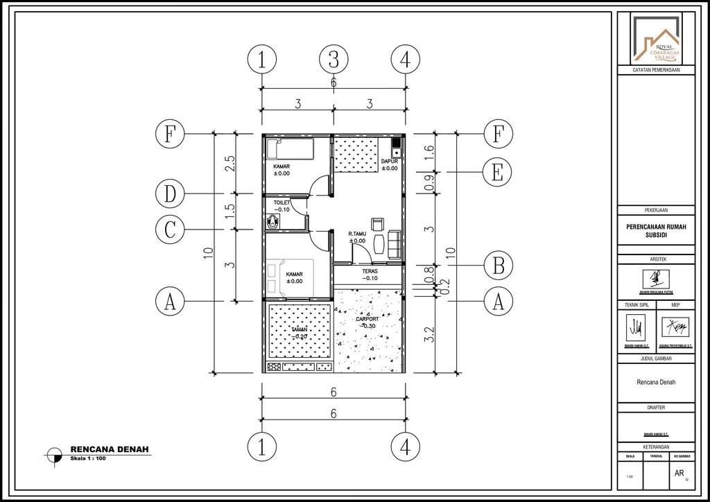 foto denah rumah tipe 34/60 perumahan Royal Cimaragas Village