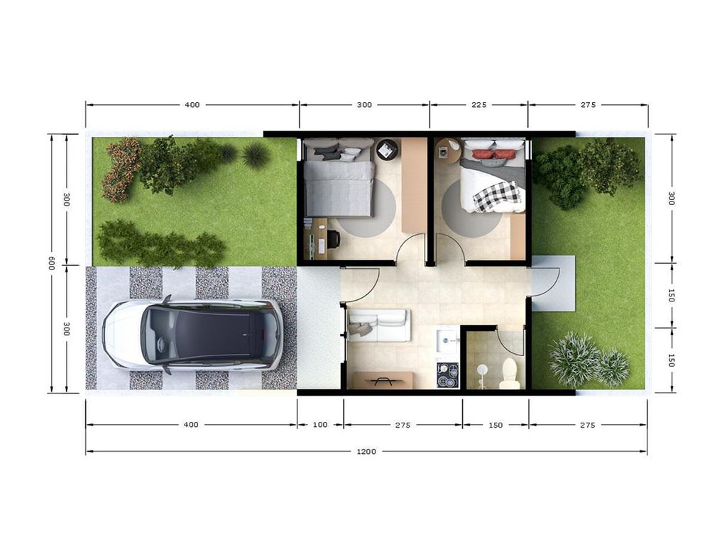 foto denah rumah tipe 36/72 perumahan GRAND RAYA KARIANGO TAHAP 3