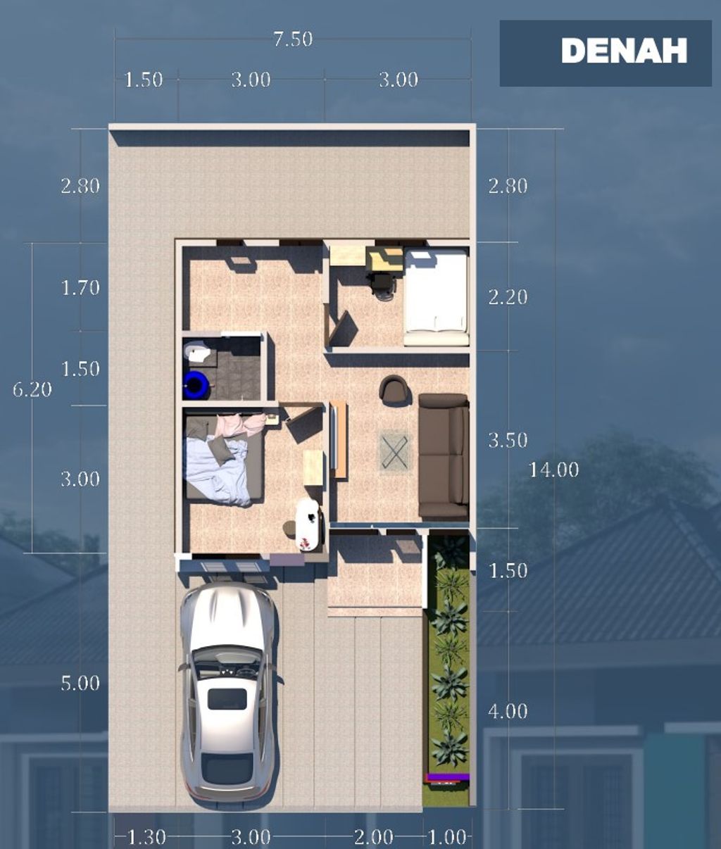 foto denah rumah tipe 36 perumahan CEMARA ASRI TIBANG II