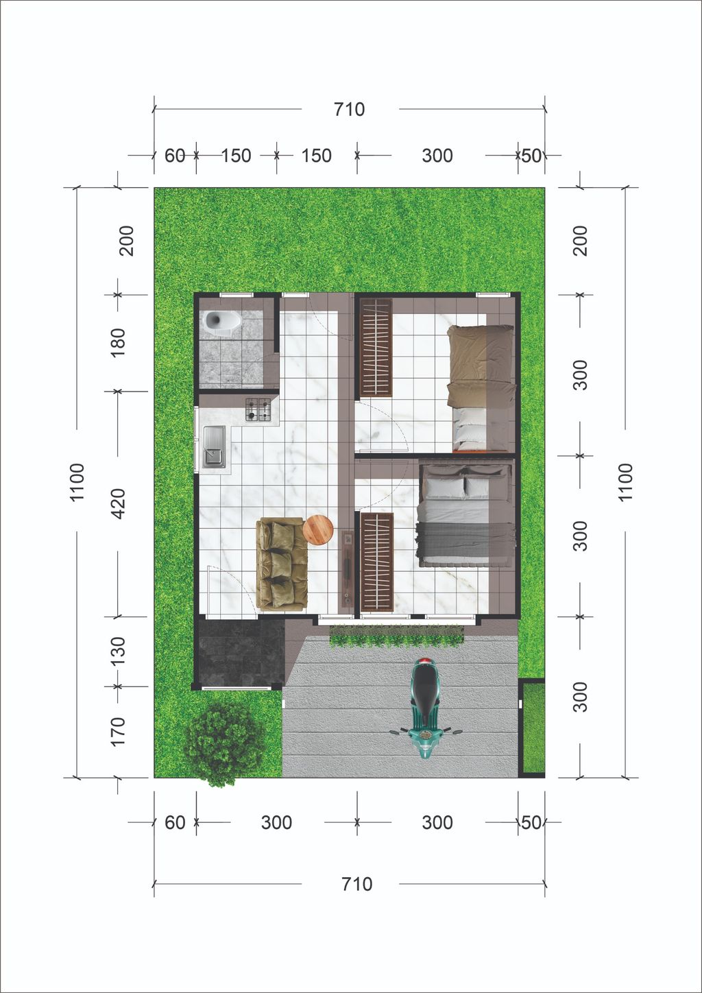 foto denah rumah tipe Al-Mawa perumahan Grand Sharia Mahatama