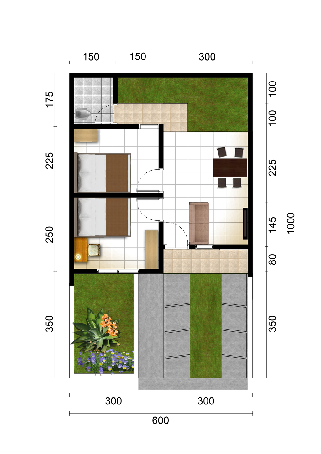 foto denah rumah tipe SUBSIDI 30/60 perumahan Golden Valley