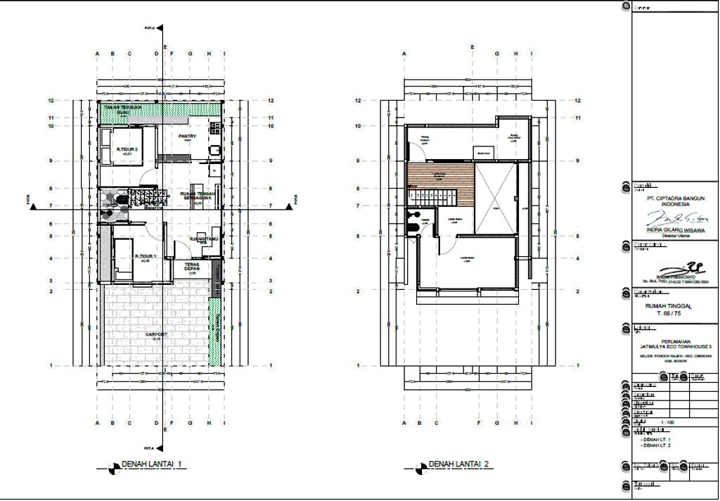 foto denah rumah tipe 69 perumahan Jatimulya Eco Townhouse 3