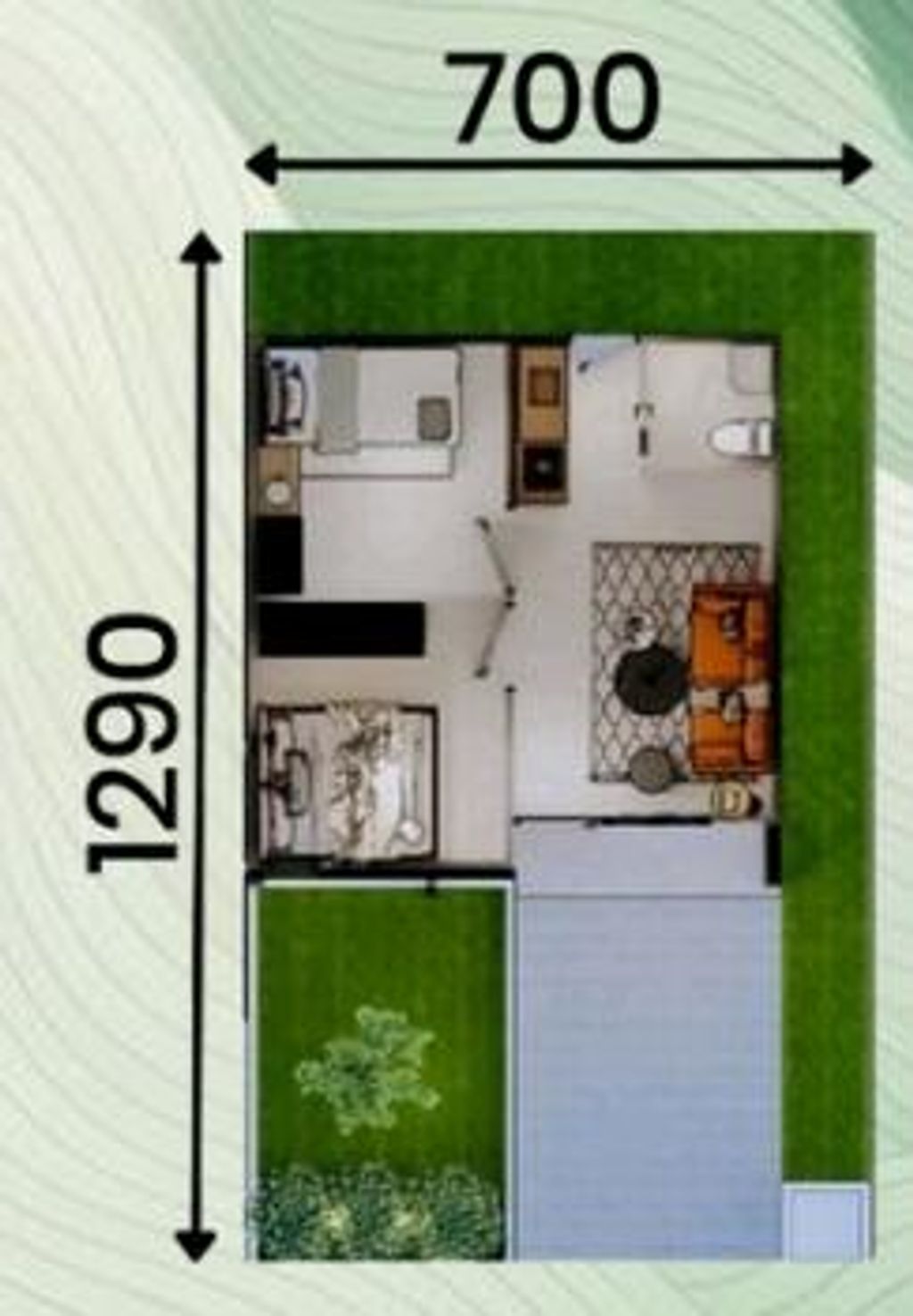 foto denah rumah tipe 36/90 perumahan Perkasa Residense