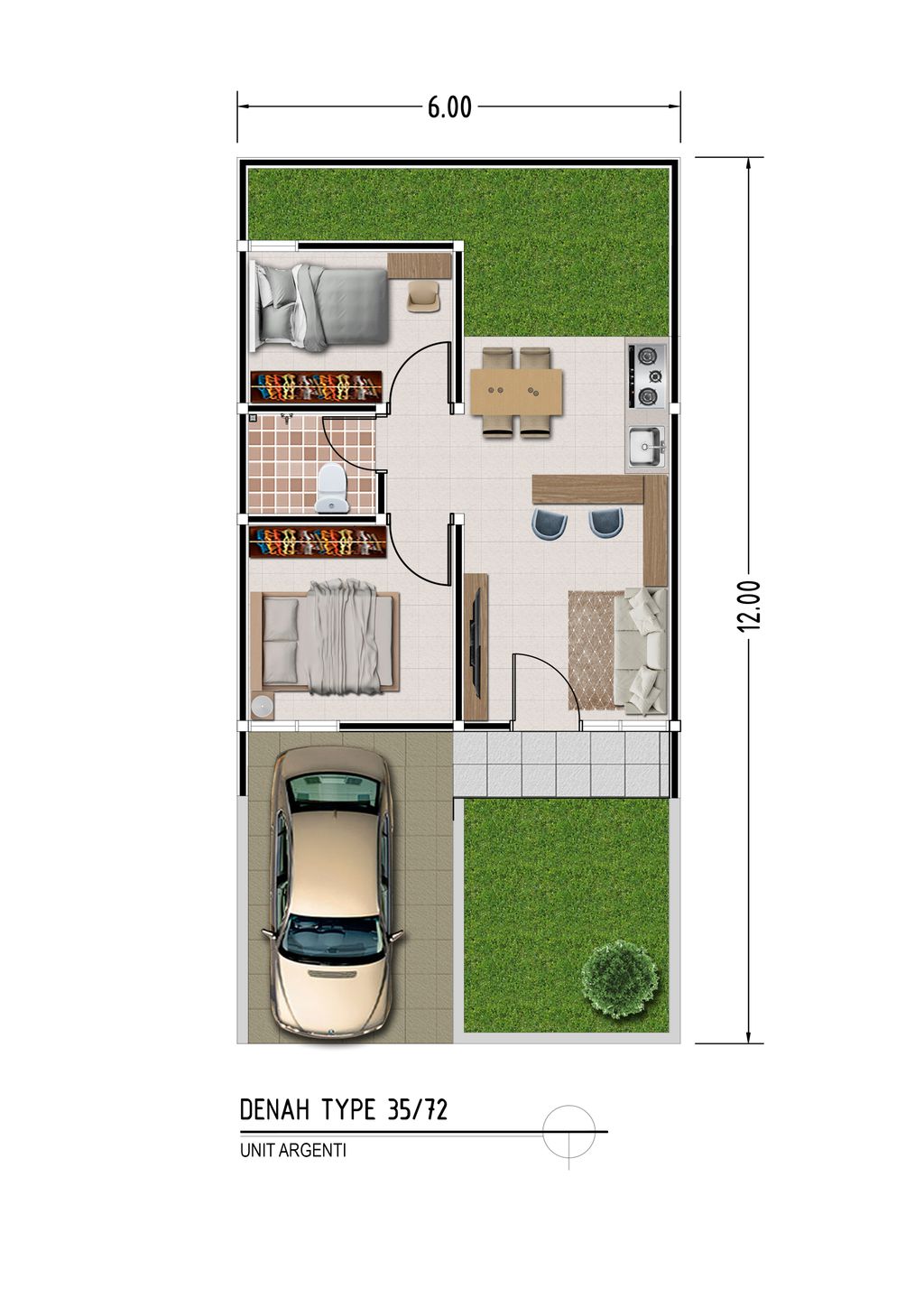 foto denah rumah tipe 35 perumahan Cikarang Lake View