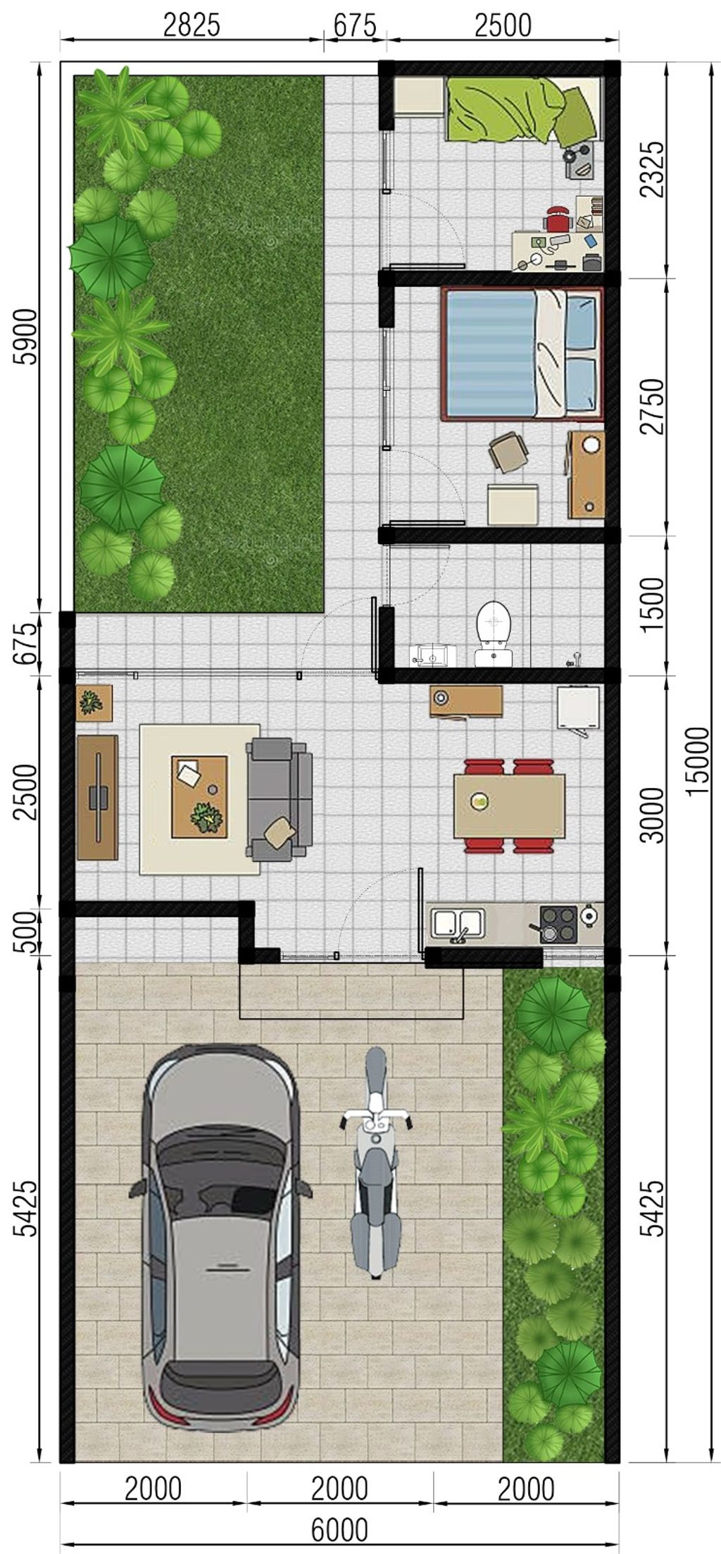 foto denah rumah tipe 60/154 KK-43 perumahan KEBONSARI MANSION
