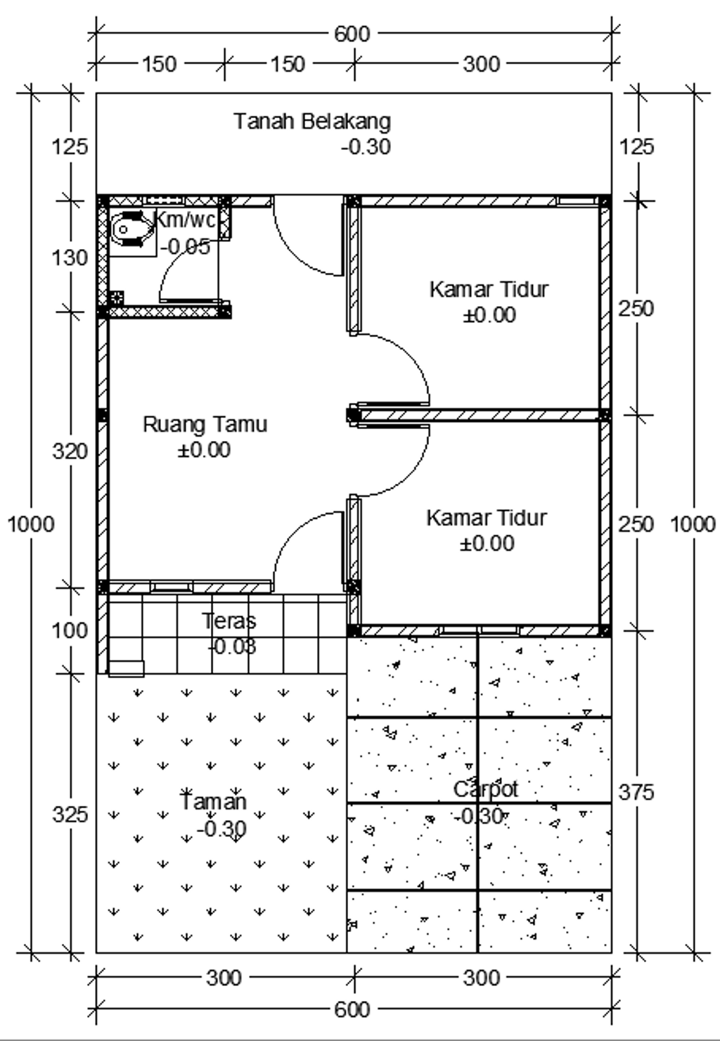 foto denah rumah tipe 30/60 perumahan GREEN HARMONI TLUWUK WEDARIJAKSA