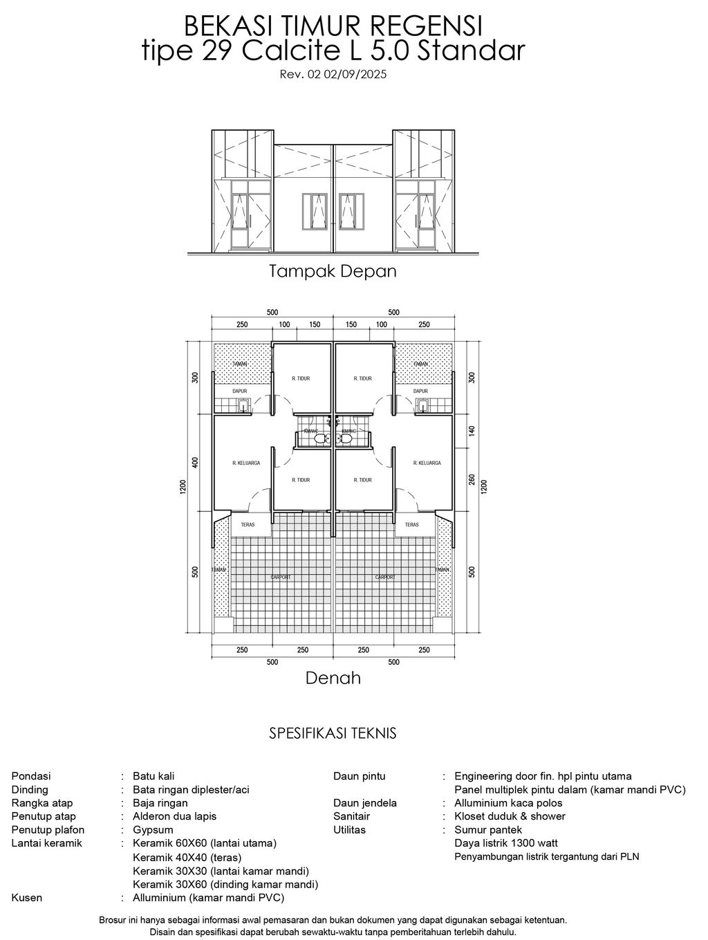 foto denah rumah tipe 29 CALCITE perumahan BEKASI TIMUR REGENCY 5