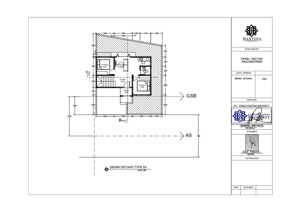 foto denah rumah tipe 83 perumahan Pandu Hastina Bancarkembar