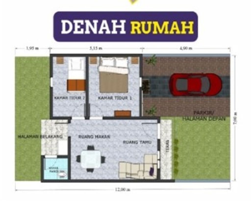 foto denah rumah tipe 36/84 perumahan PERDANA ASRI RESIDEN TAHAP 2