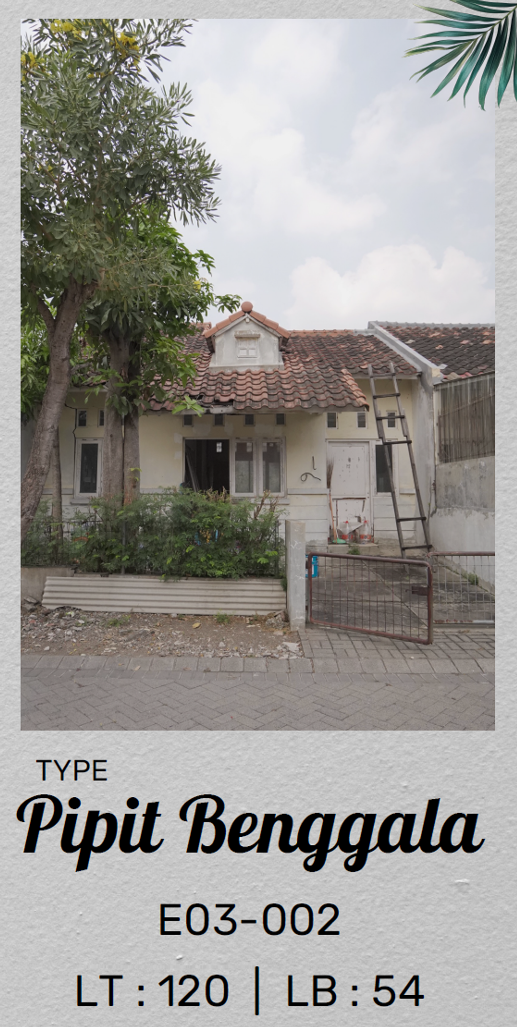 foto tampak rumah tipe PIPIT BENGGALA perumahan Bukit Palma