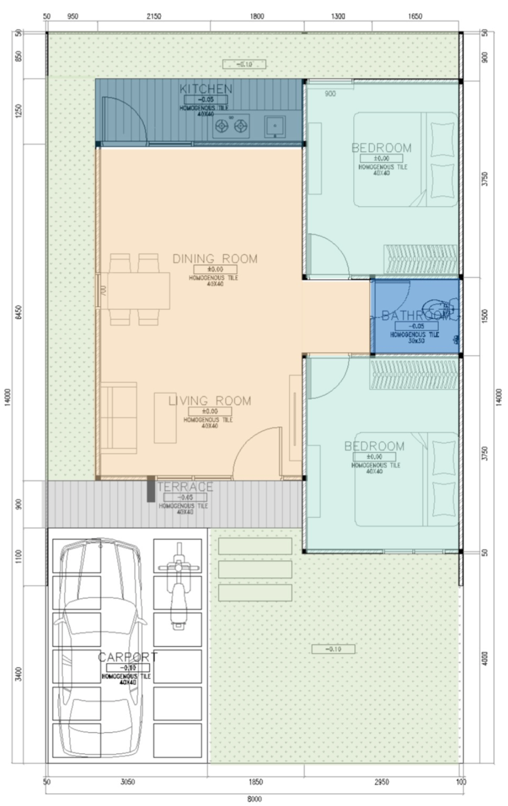 foto denah rumah tipe AKASIA STANDARD perumahan BOTANICA RESIDENCE