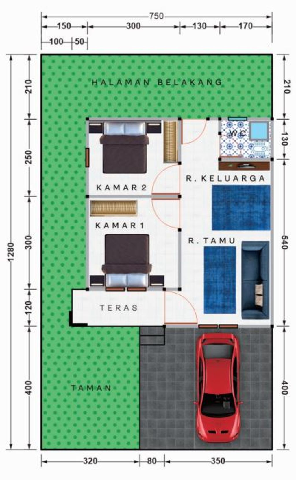 foto denah rumah tipe 36 RSH perumahan PESONA SIGINJAI 2