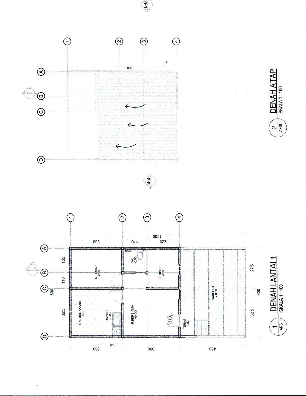 foto denah rumah tipe 36 1 Lantai Kontur 1m (409) perumahan G-Land Padalarang Valley