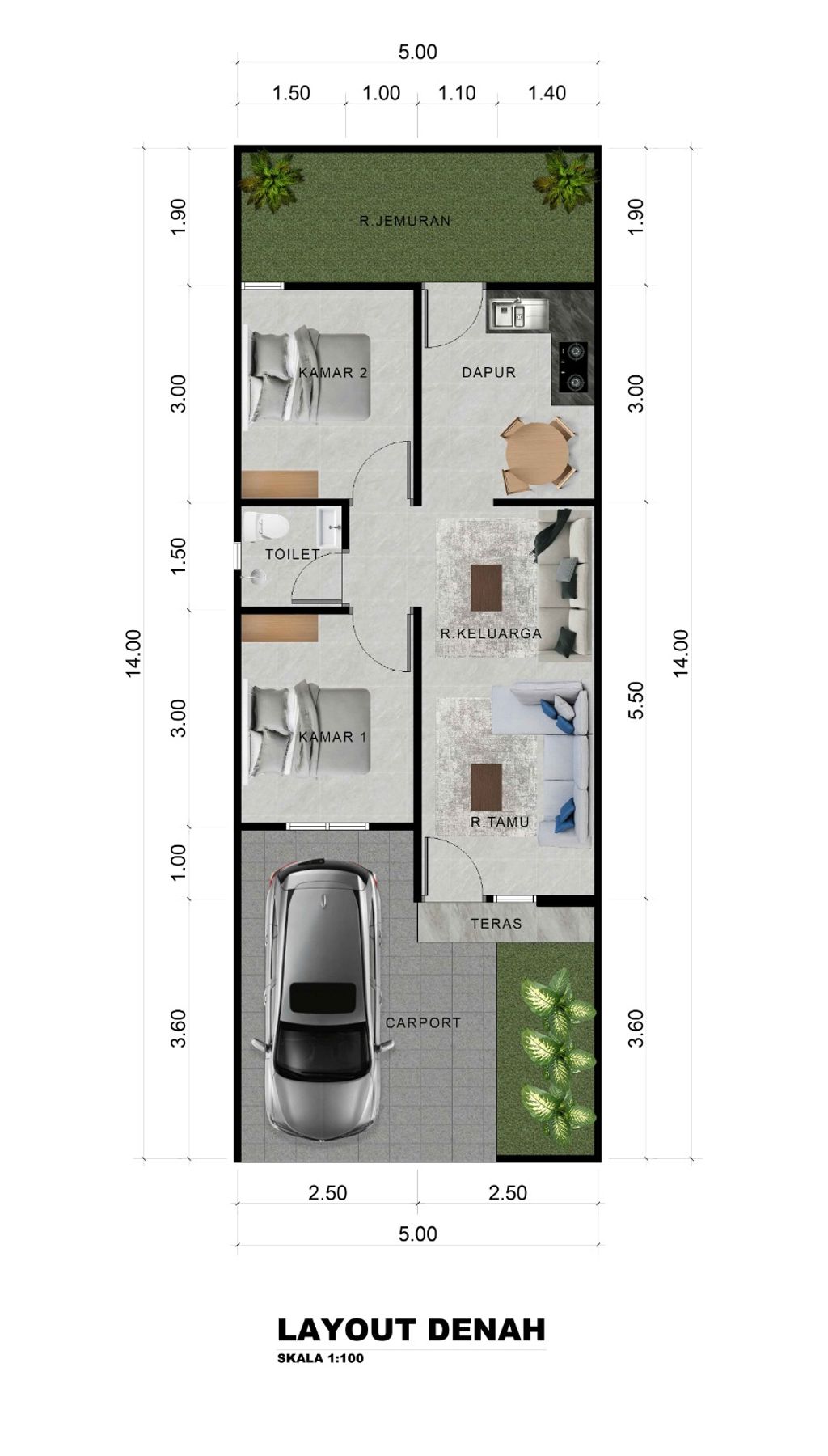 foto denah rumah tipe 36 perumahan Sheikha Barsia