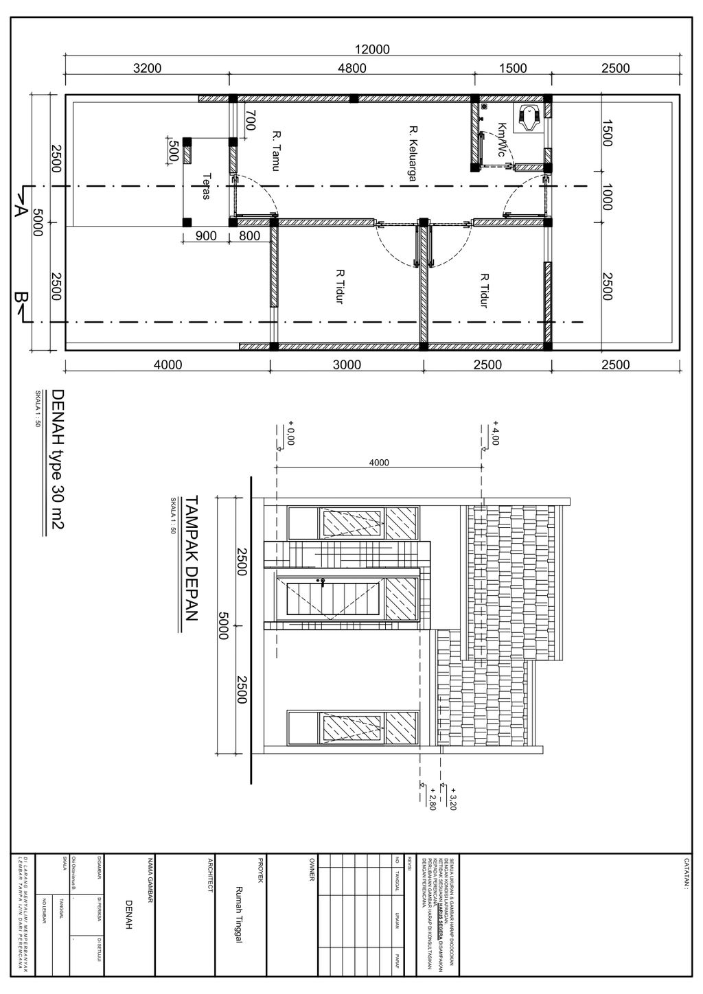 foto denah rumah tipe 30/60 perumahan PANGAUBAN SILIH ASIH TAHAP 6.1A (REVISI)