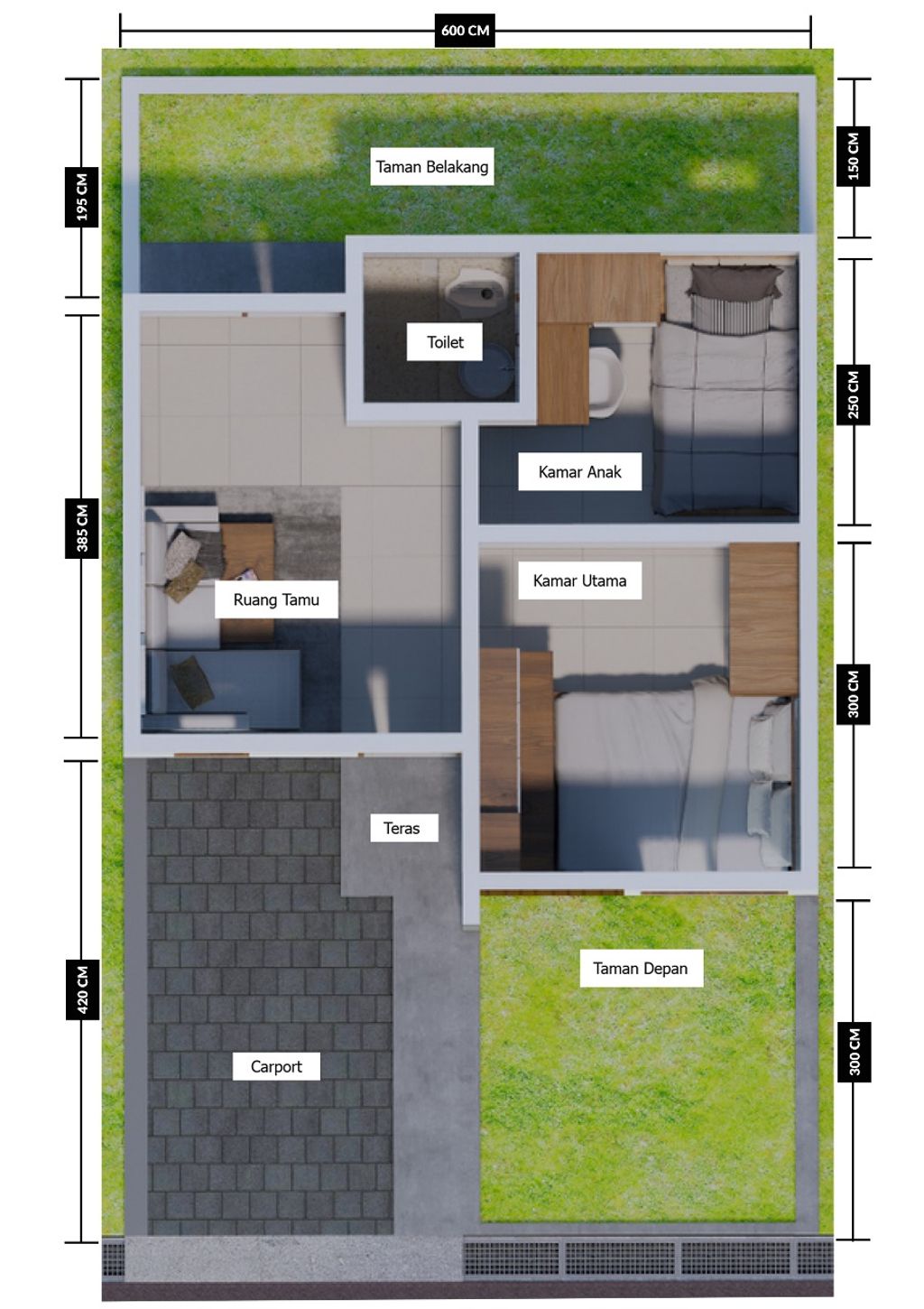 foto denah rumah tipe 30 perumahan CHALYSTA INDAH RESIDENCE