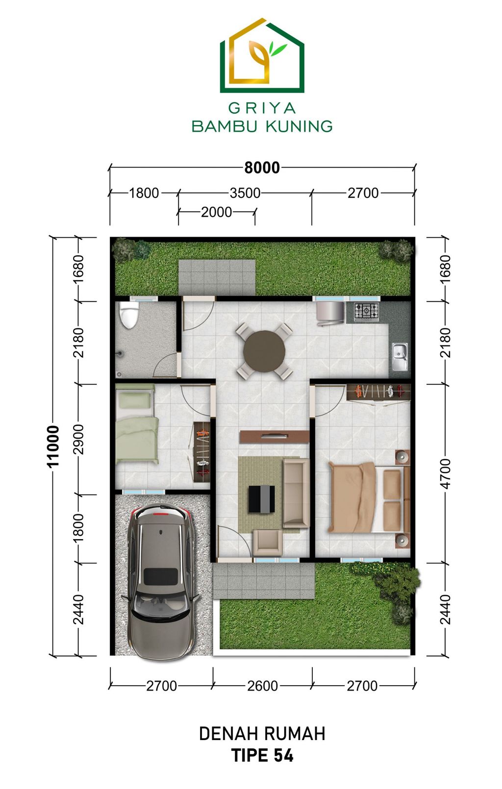 foto denah rumah tipe Rumah Tinggal 54/111 perumahan GRIYA BAMBU KUNING II