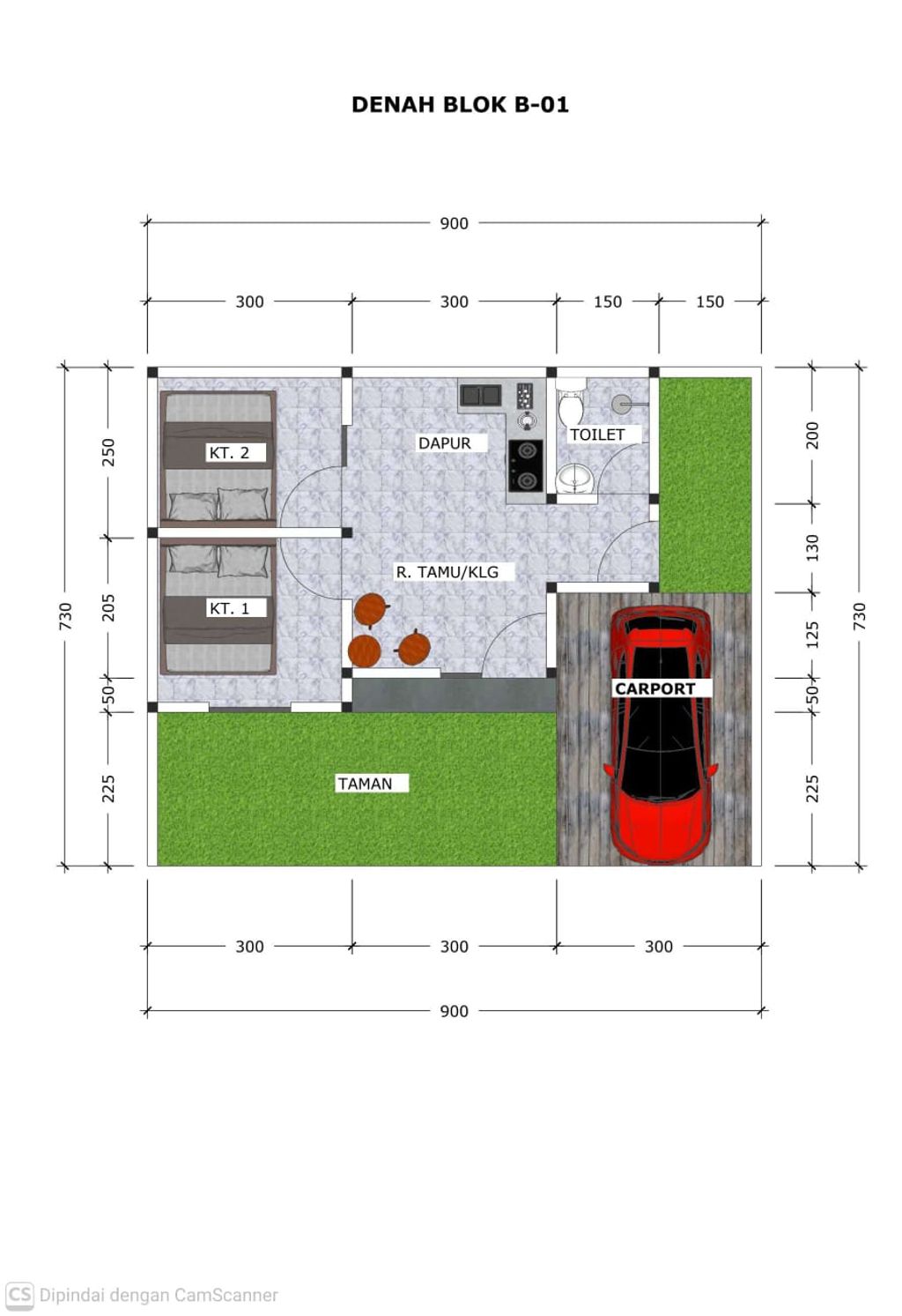 foto denah rumah tipe komersil 40/66 perumahan green lengkong asri