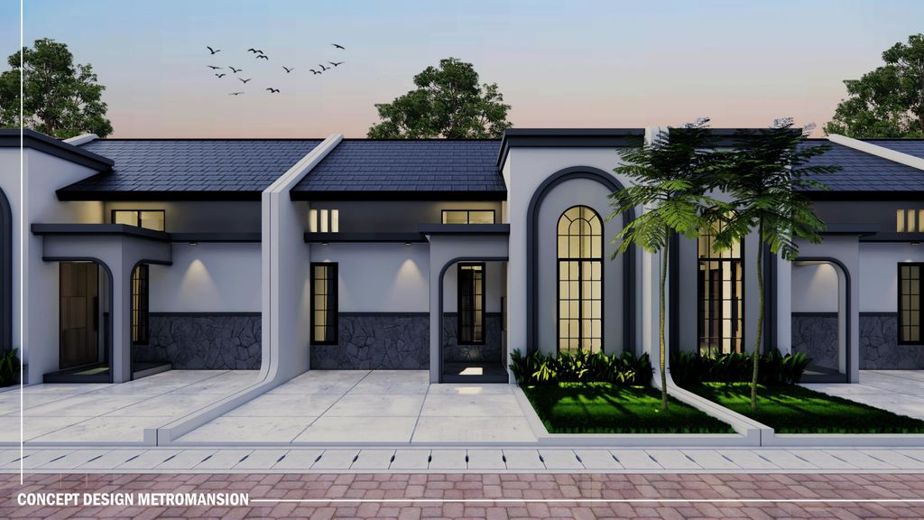 foto tampak rumah tipe Arcadia perumahan Metro Mansion
