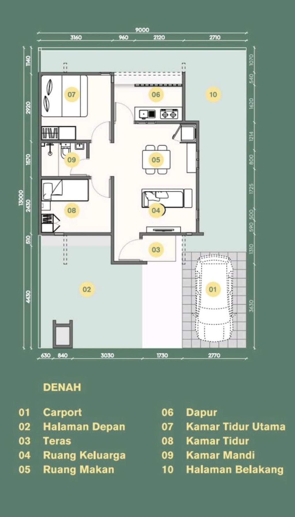 foto denah rumah tipe 48/117 perumahan Naung Arum At Mentangor