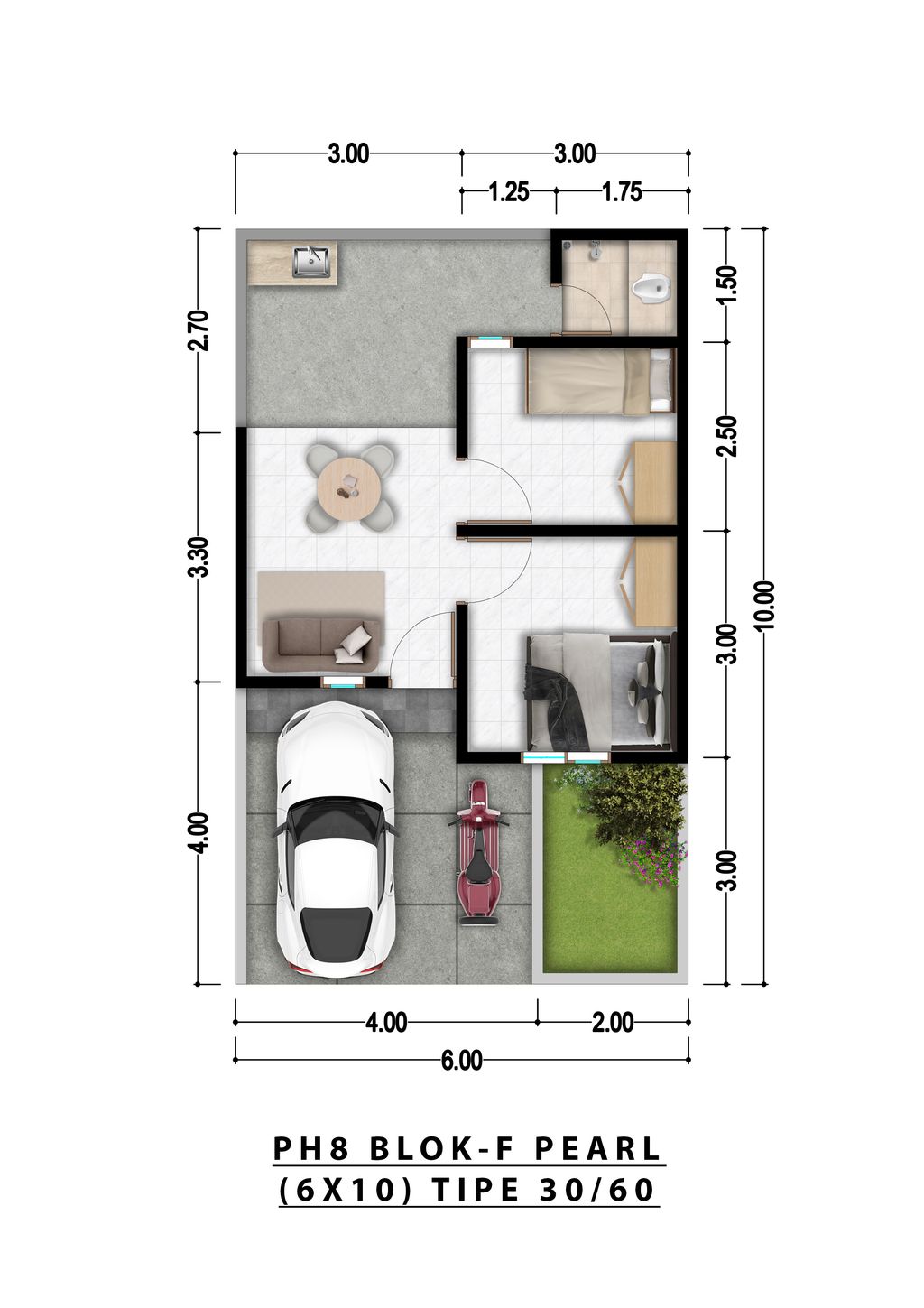 foto denah rumah tipe 30/60 HJ 185JT KATALINA perumahan PERUMAHAN PURI HARMONI 8 EXTENSION TAHAP 2