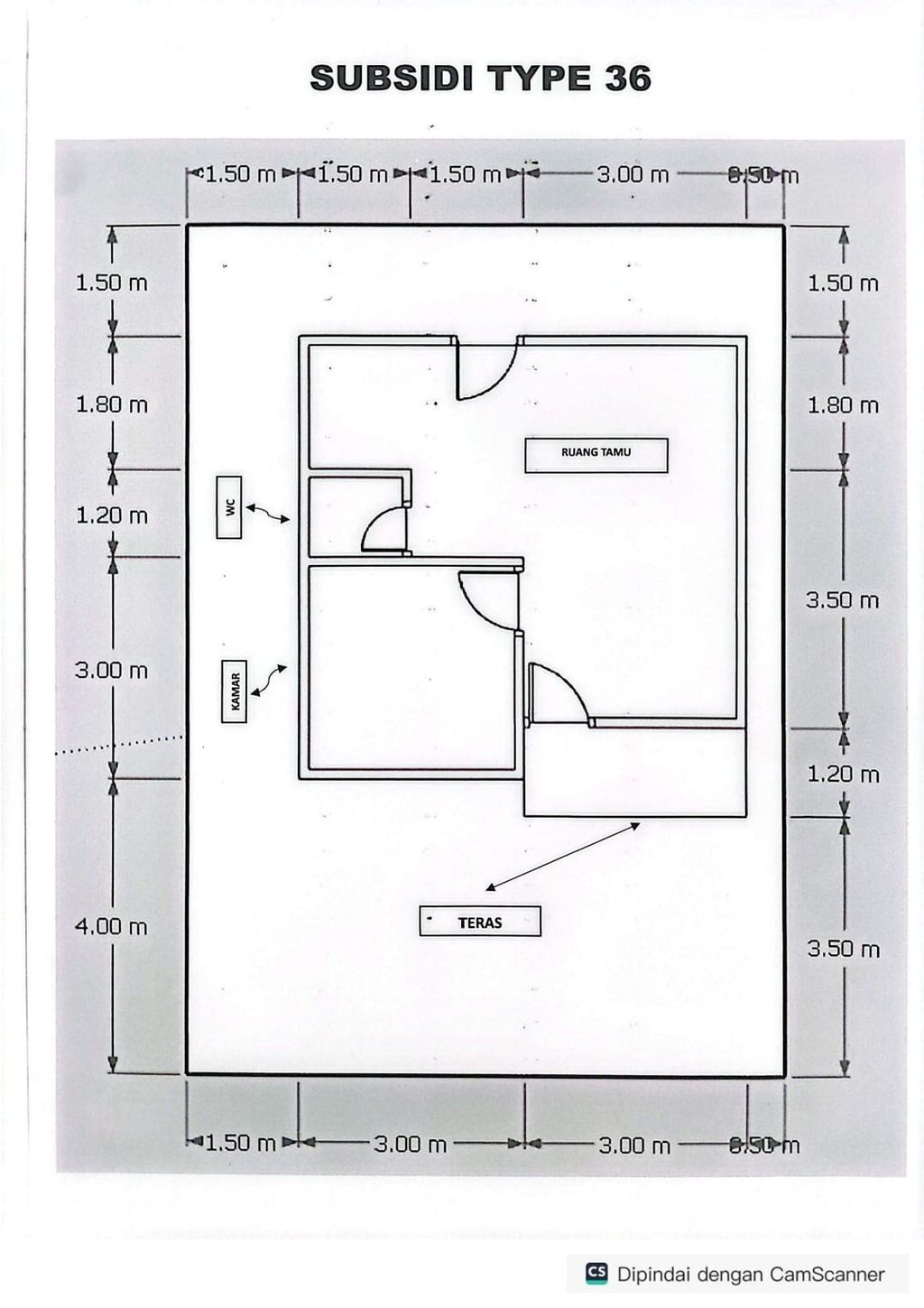 foto denah rumah tipe SUBSIDI 36 perumahan Perumahan Pulou Basan Asri 4
