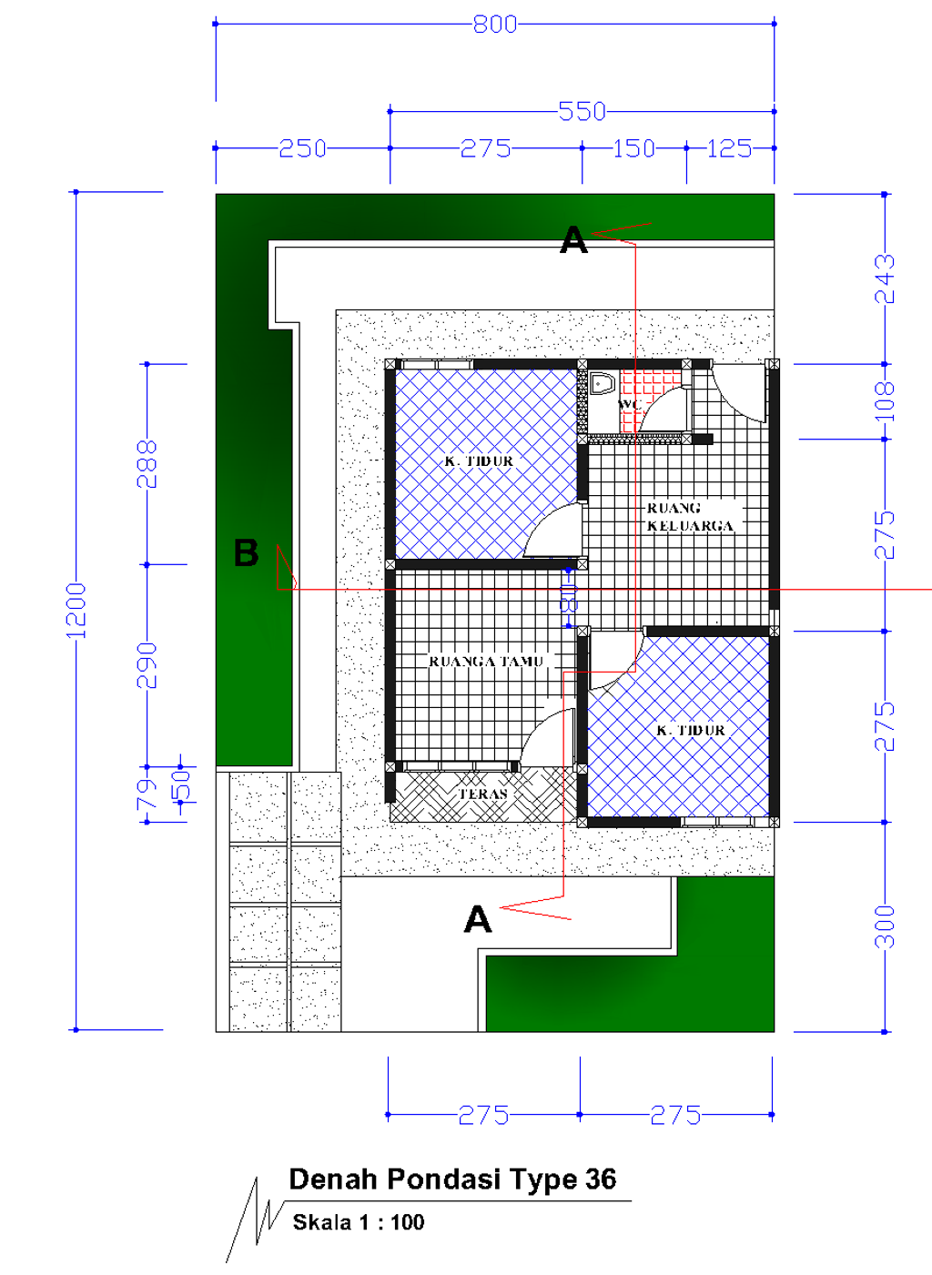 foto denah rumah tipe DN perumahan KELAPA GADING TAHAP IV