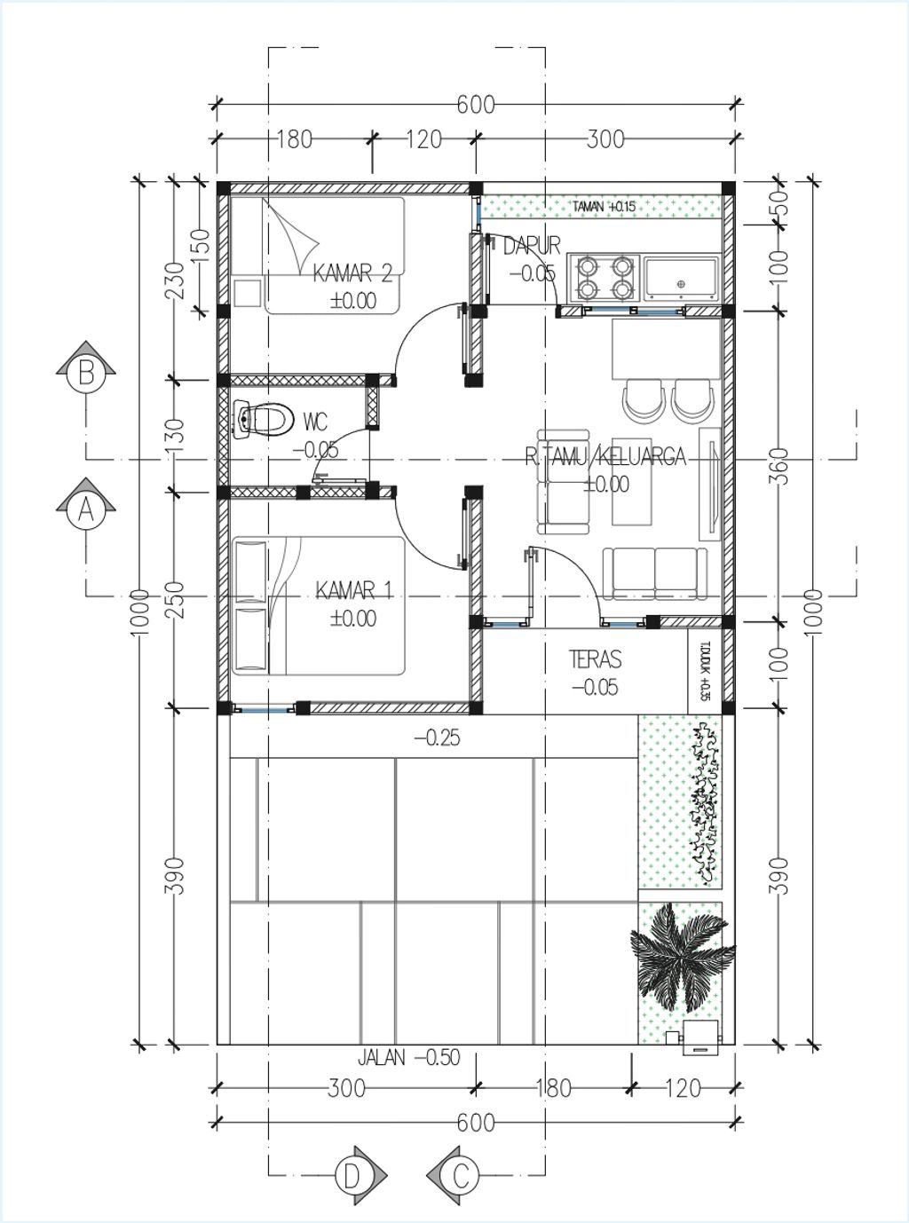 foto denah rumah tipe Typa 36 perumahan AMBANI RESIDENZA BANDARA