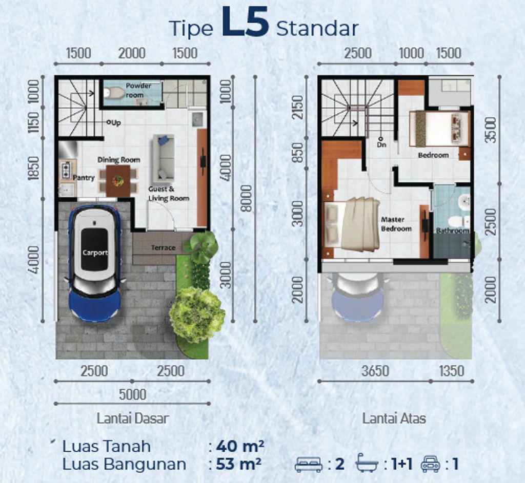 foto denah rumah tipe HANOVER/16 perumahan Cluster Virginia Village dan Bermuda