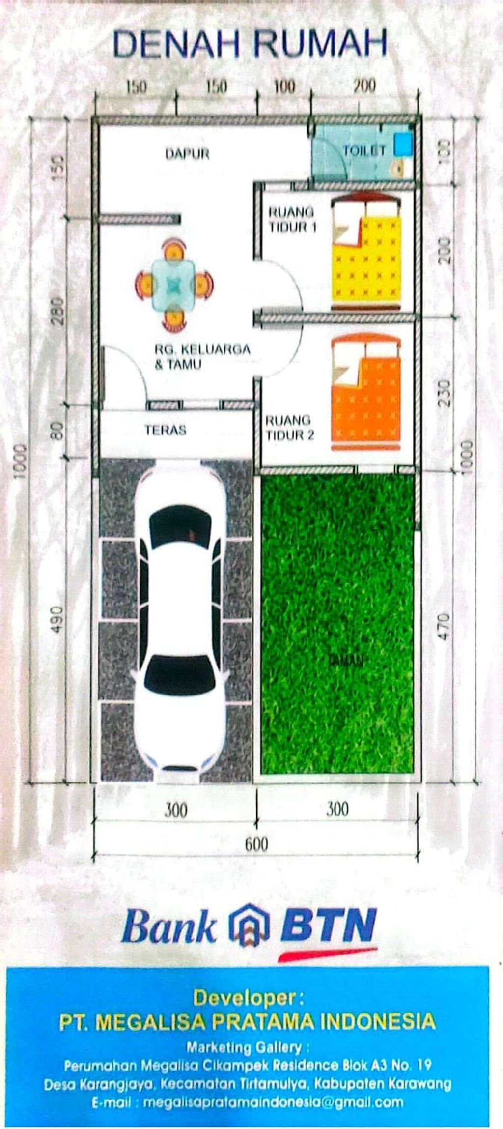 foto denah rumah tipe Subsidi perumahan Megalisa Cikampek Residence