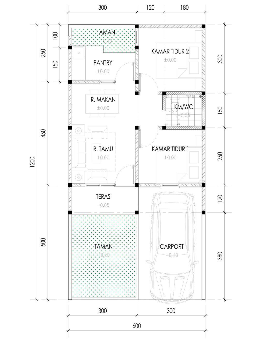 foto denah rumah tipe SILVER perumahan PERUMAHAN PRIVATE VILLAGE CLUSTER CANGGU