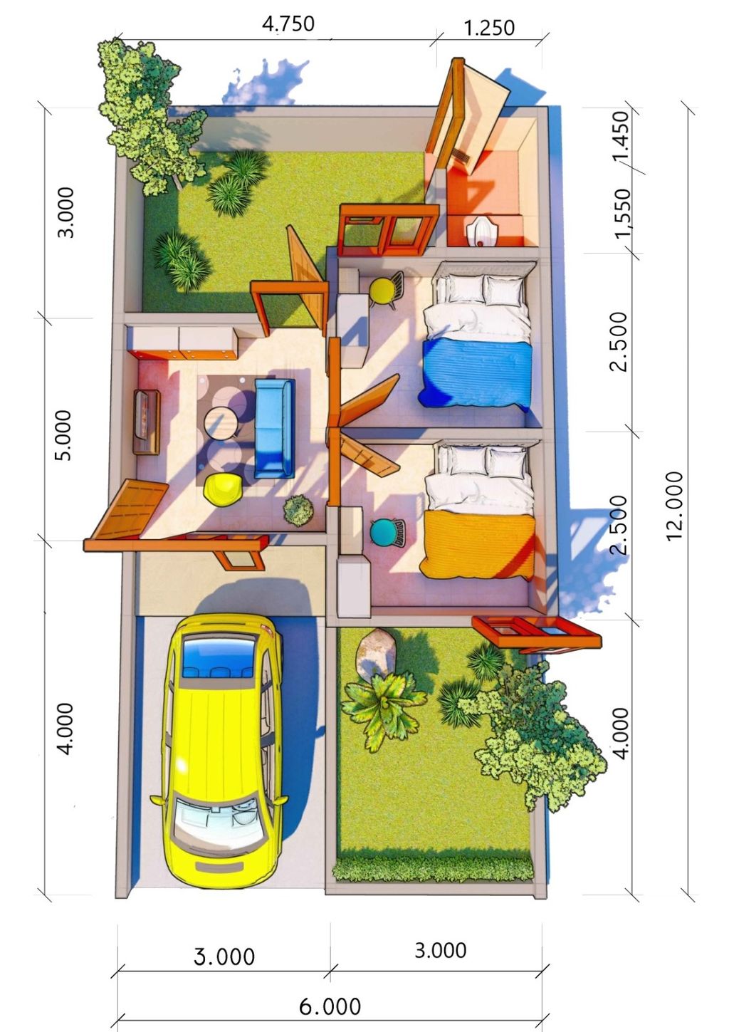 foto denah rumah tipe komersil 40/72 perumahan green lengkong asri