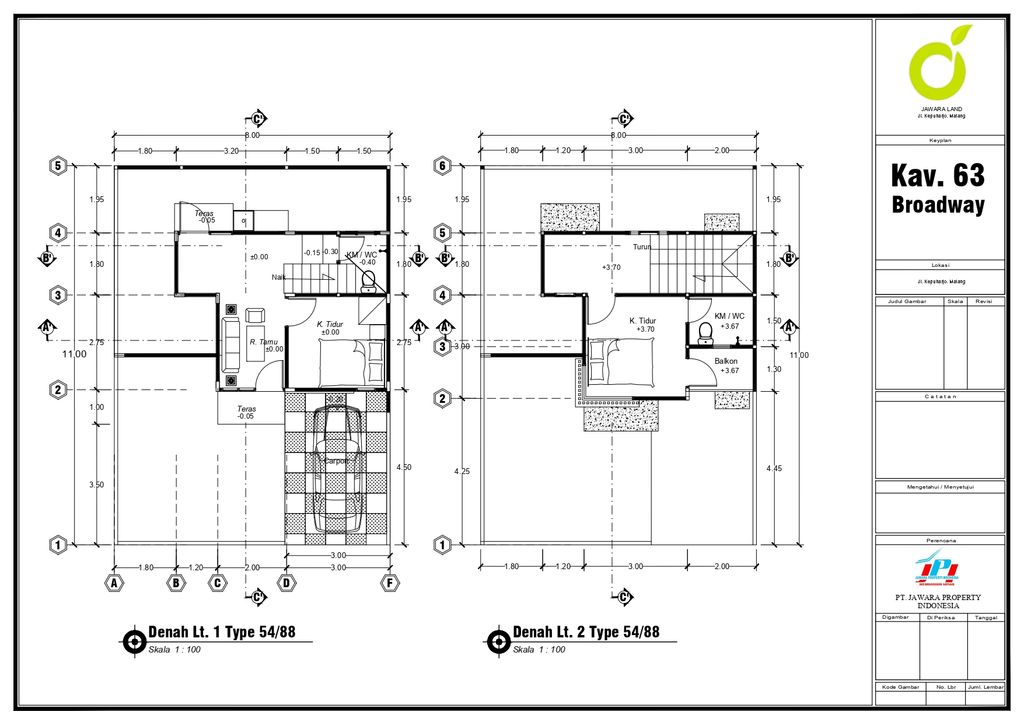 foto denah rumah tipe BROADWAY 63 perumahan Jawara Land