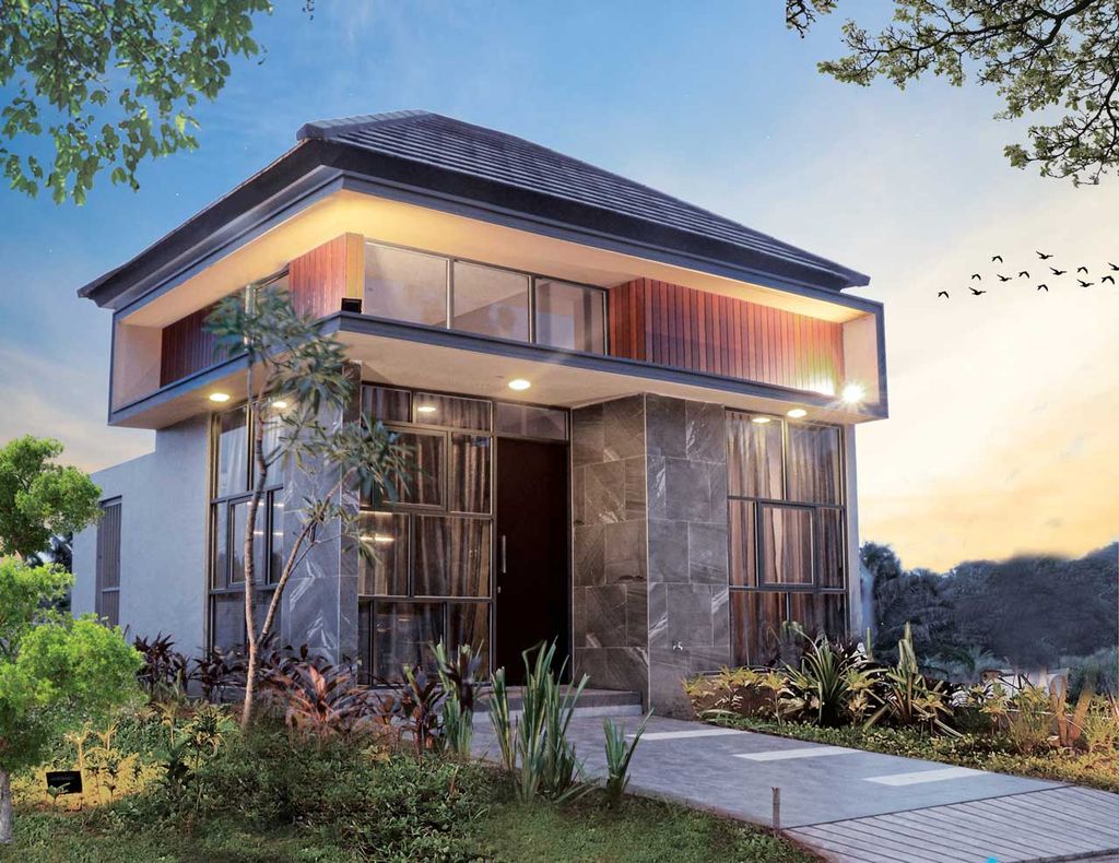 foto tampak rumah tipe CORTONA perumahan GOLDEN HILLS