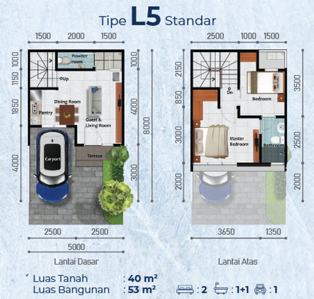 foto denah rumah tipe HARTFORD/12 perumahan Cluster Virginia Village dan Bermuda