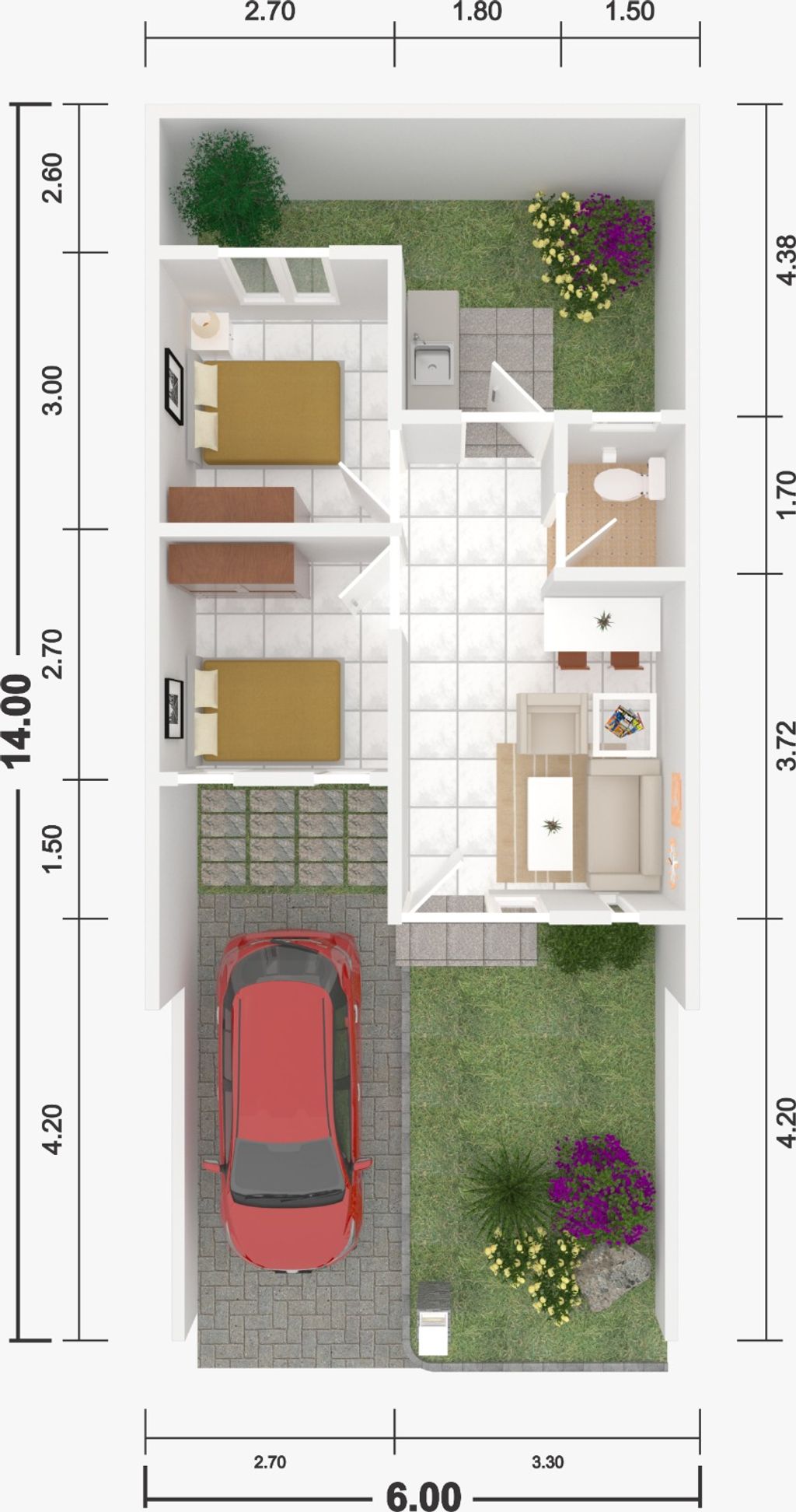 foto denah rumah tipe SALVIA perumahan LA DIVA GREEN HILL