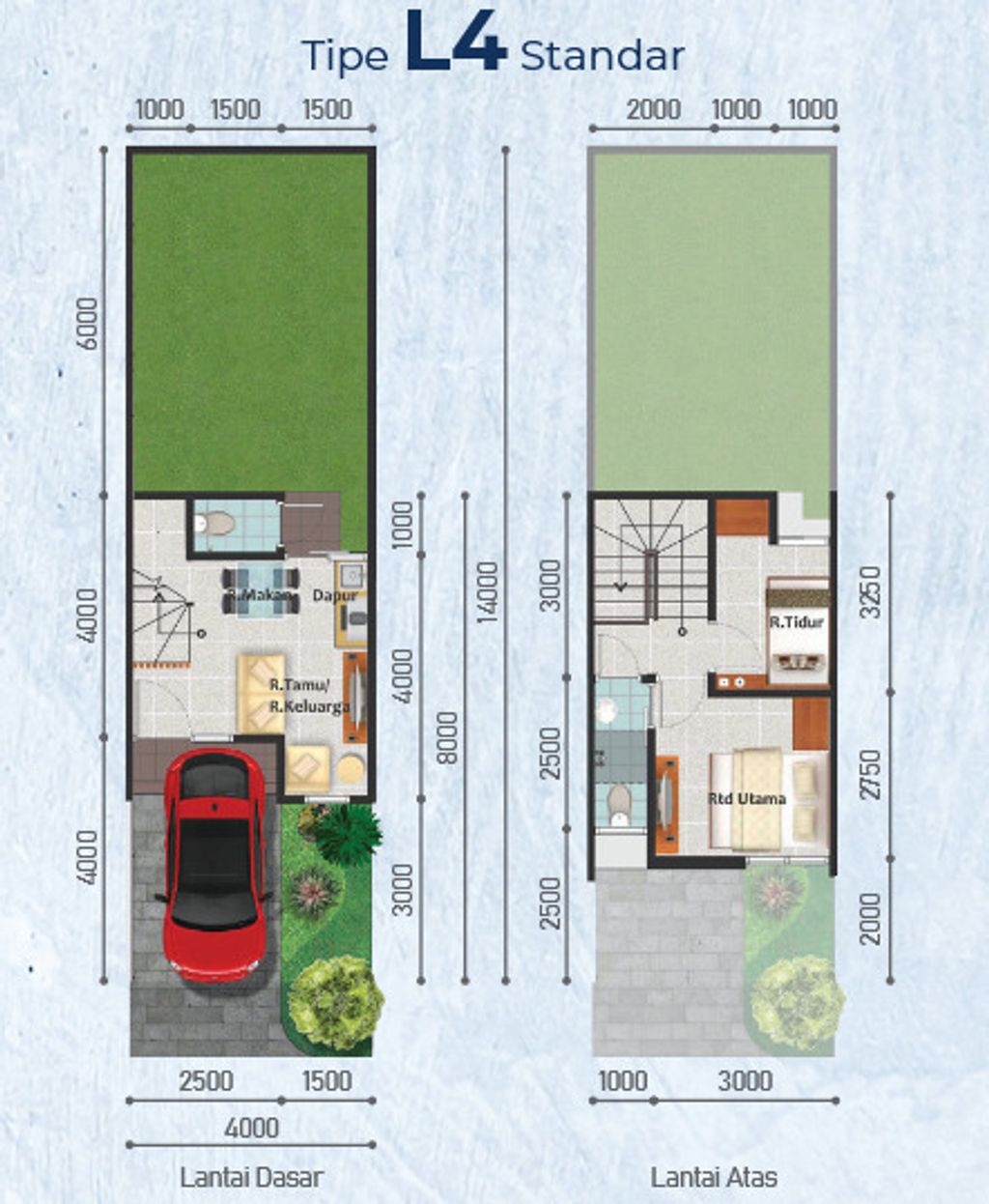 foto denah rumah tipe ORANGE/09 perumahan Cluster Virginia Village dan Bermuda
