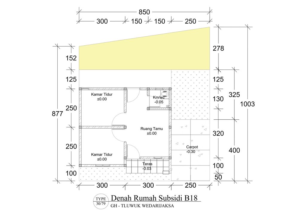foto denah rumah tipe 30/79 perumahan GREEN HARMONI TLUWUK WEDARIJAKSA