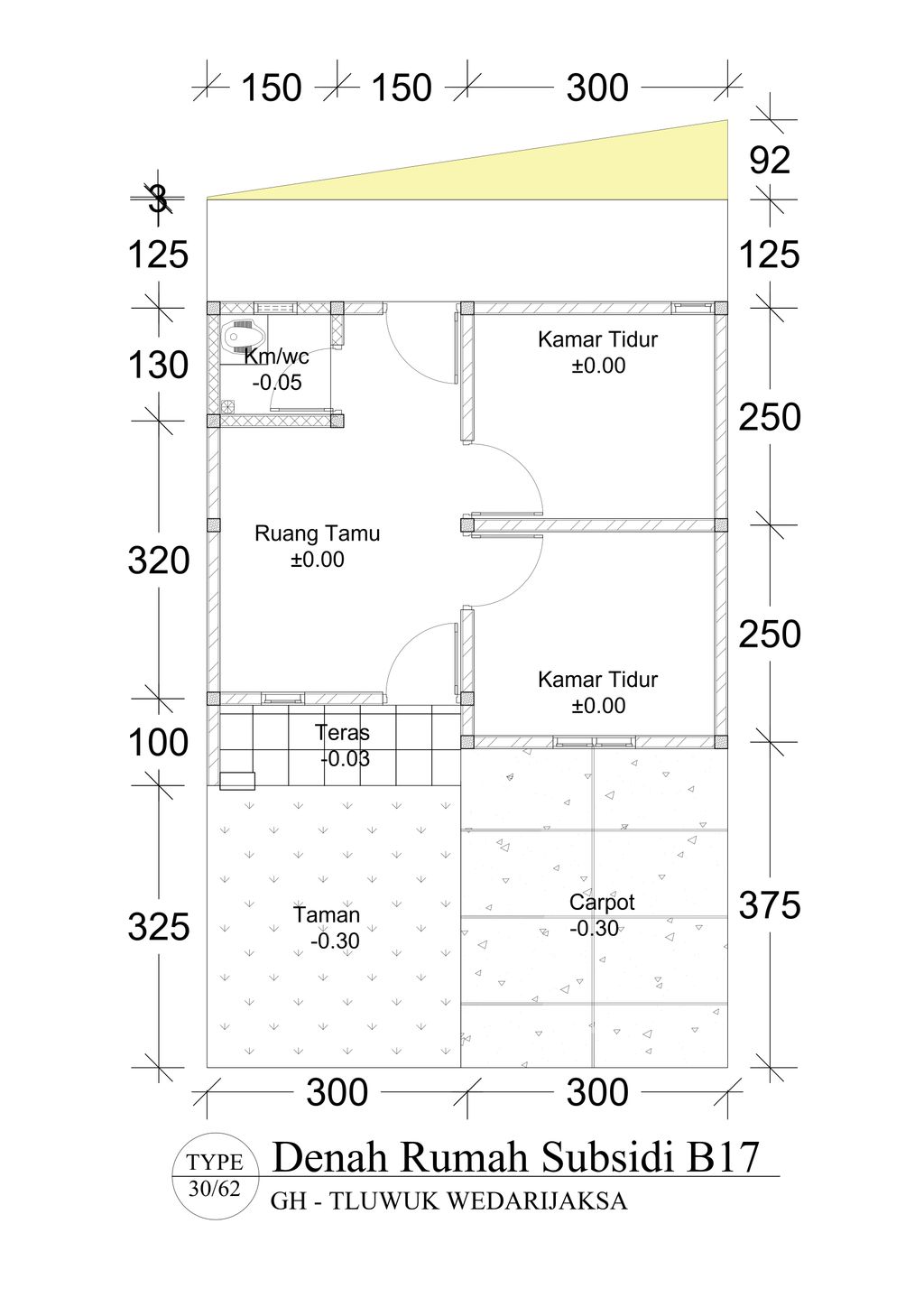 foto denah rumah tipe 30/62 perumahan GREEN HARMONI TLUWUK WEDARIJAKSA