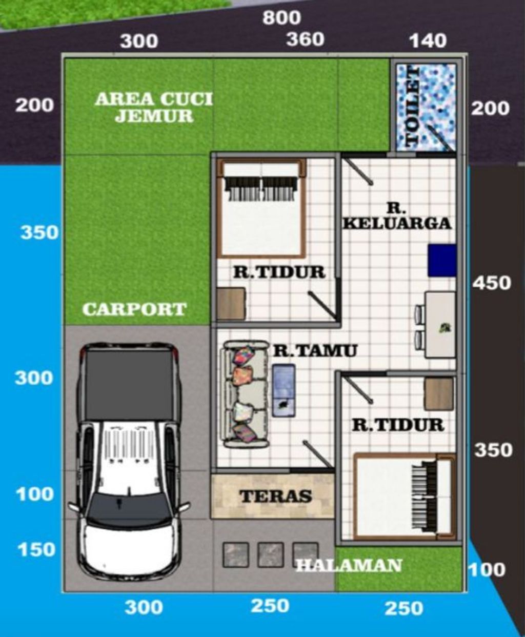 foto denah rumah tipe 36 perumahan ABIDZAR JAYA KOBAR