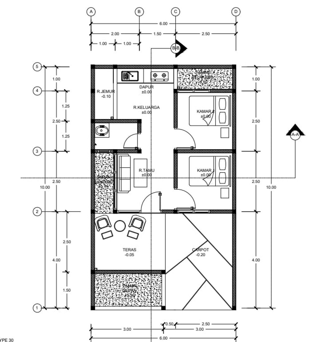foto denah rumah tipe 36 perumahan Mavilla Hills Windusari