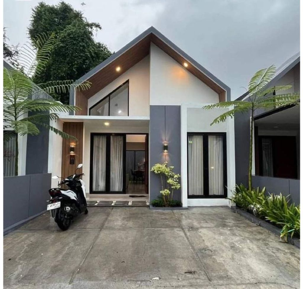 foto tampak rumah tipe Scandinavian perumahan Alam Badran Sejahtera