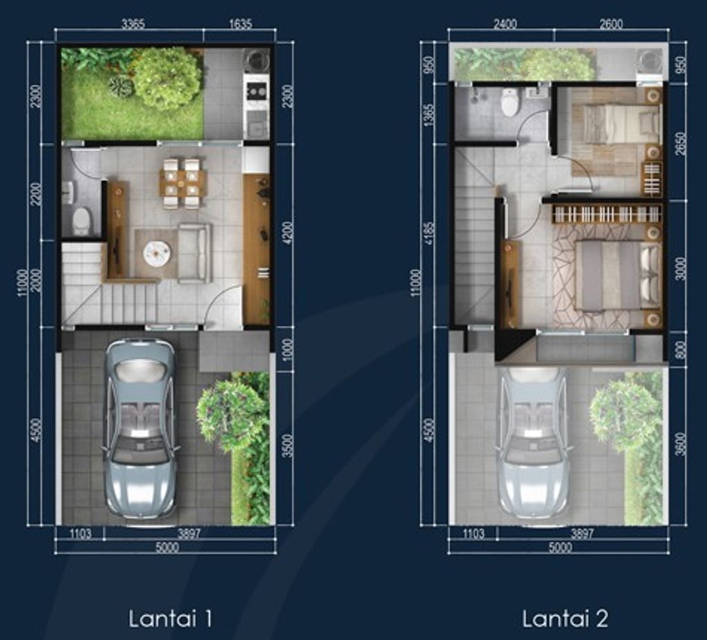 foto denah rumah tipe AIRA 5X11 SUDUT perumahan DISCOVERY RIVIERA BINTARO JAYA