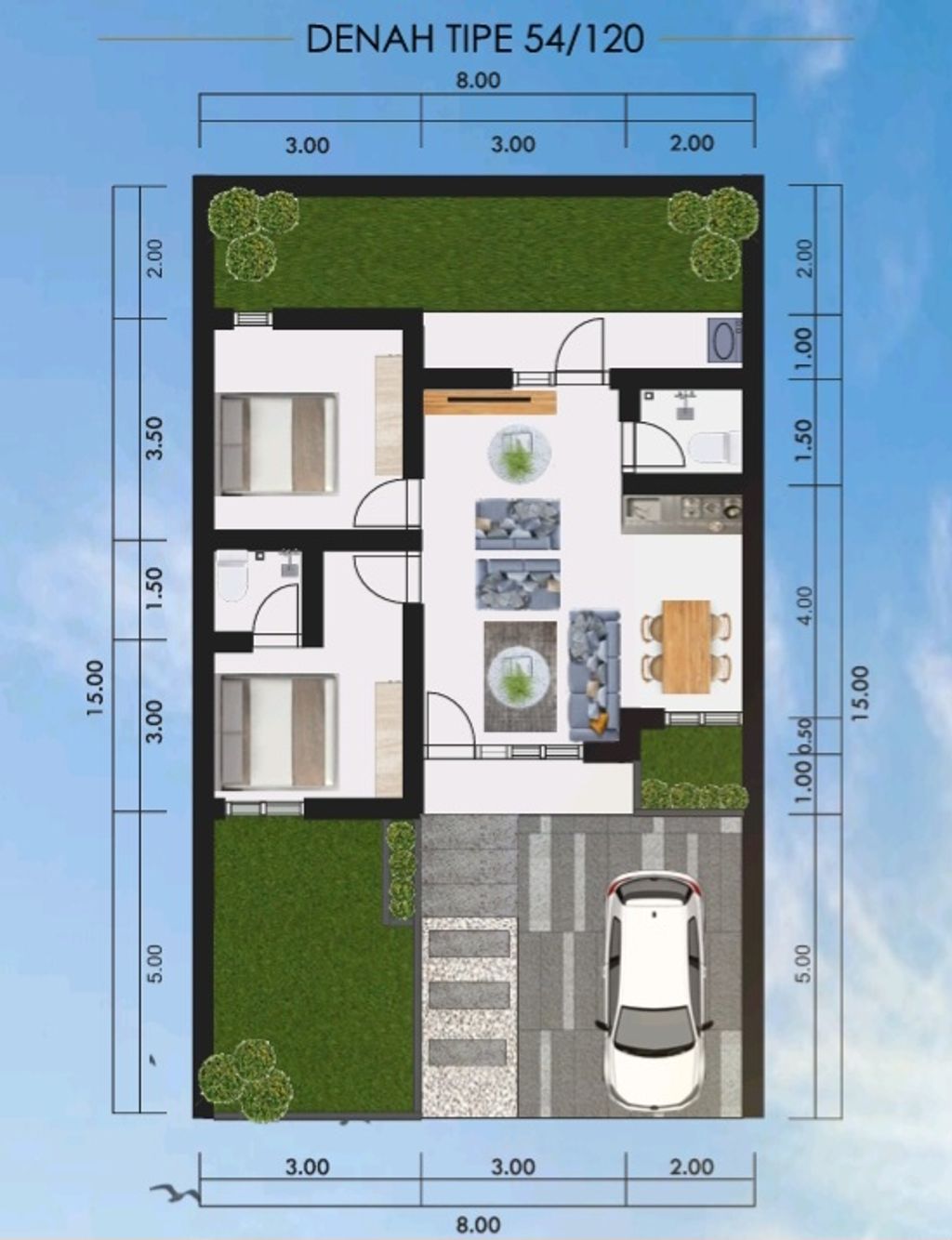 foto denah rumah tipe 54/120 M² perumahan KINAYA HIGHLAND