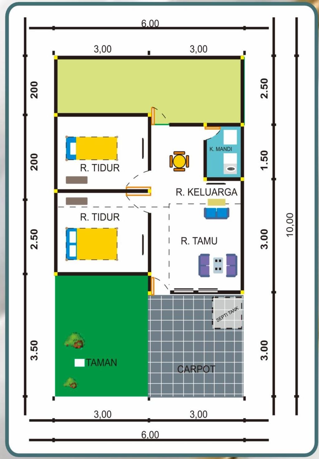 foto denah rumah tipe 30/60 perumahan TAMAN SINDANG SARI 3