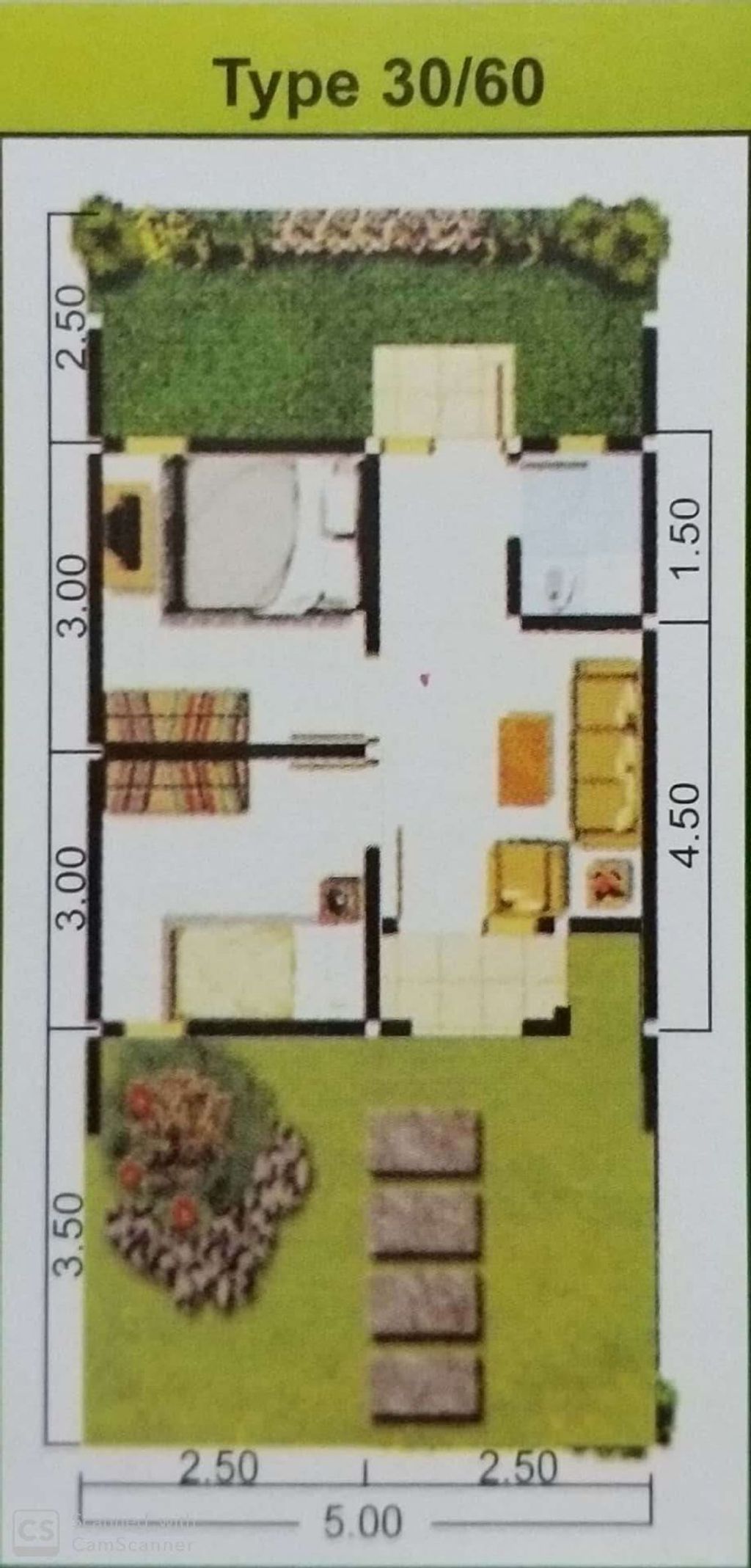 foto denah rumah tipe 30/60 perumahan Alam Pesona Wanajaya