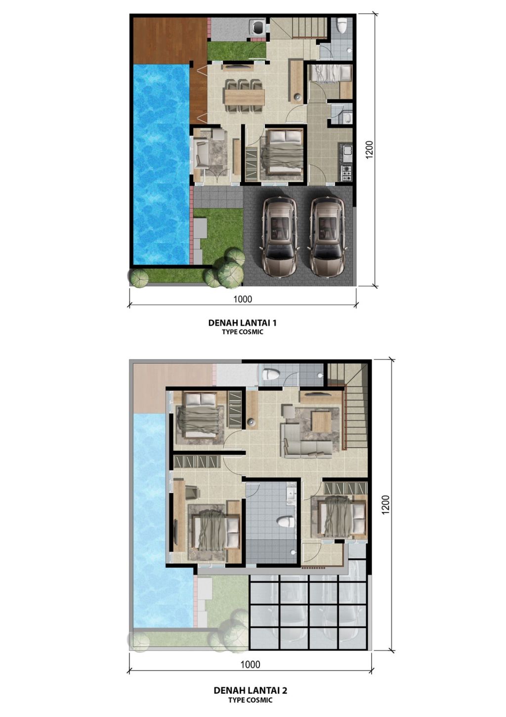foto denah rumah tipe COSMIC perumahan GOLDEN EAST KEBOMAS 1